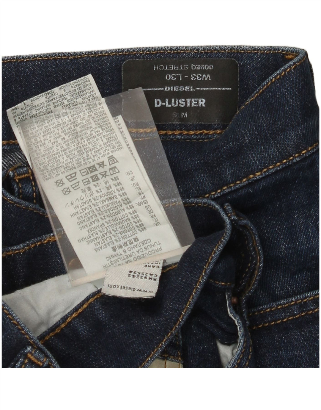 DIESEL Vaqueros ajustados D-Luster para hombre W33 L30 Algodón azul