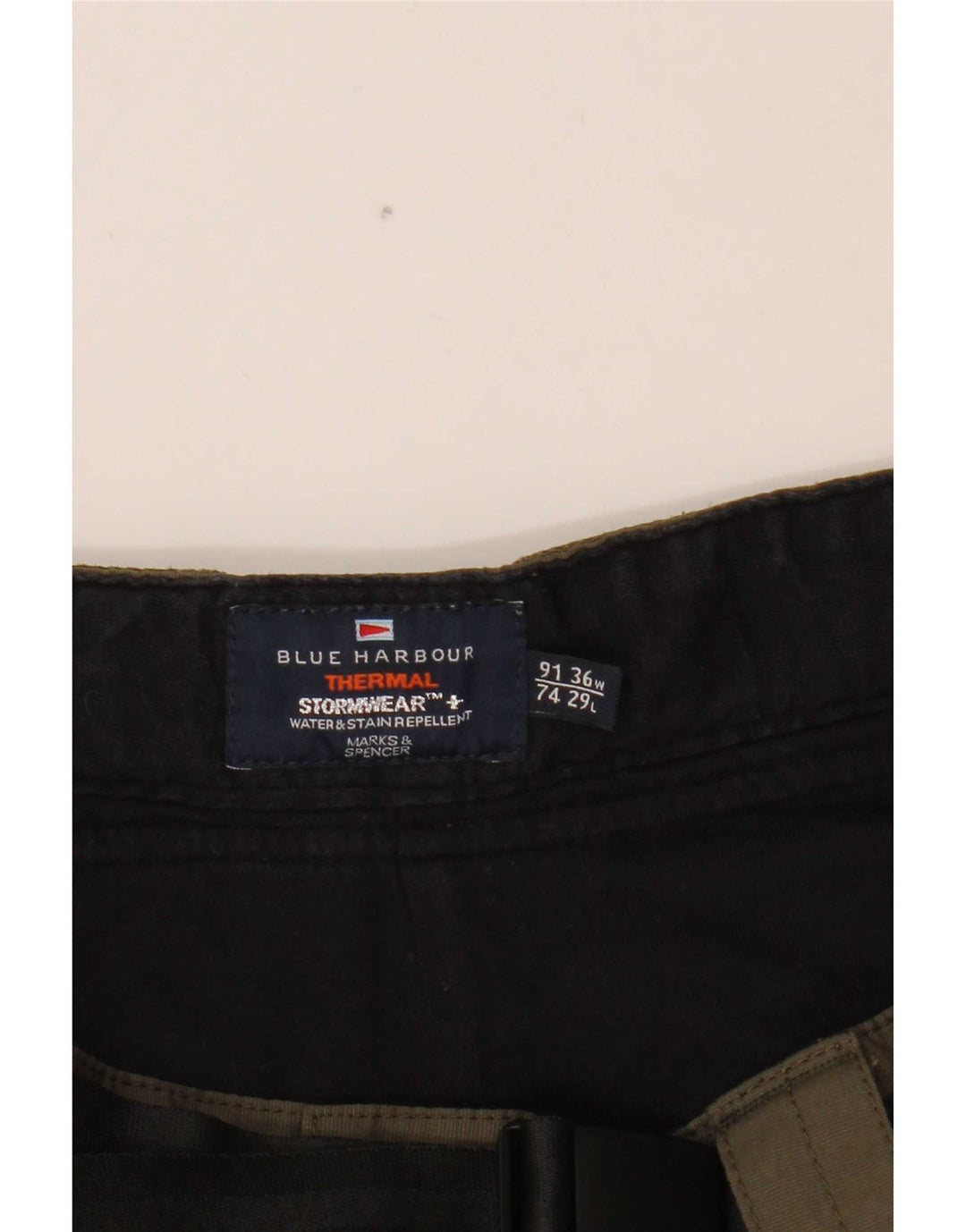 Marks & Spencer Pantalones cargo rectos Blue Harbor para hombre W36 L29 Caqui