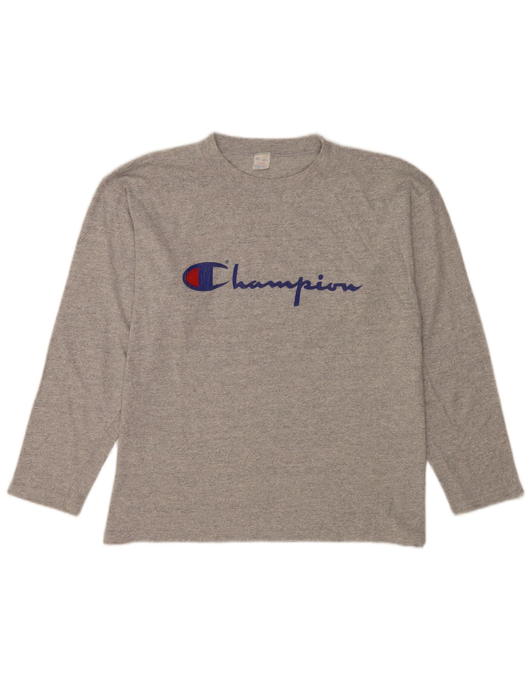 Champion Top gráfico para hombre de manga larga de algodón moteado gris grande