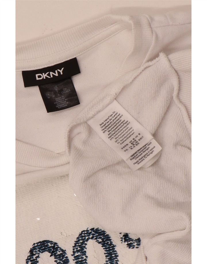 Dkny Sudadera gráfica para mujer Jumper UK 14 Medium White Cotton