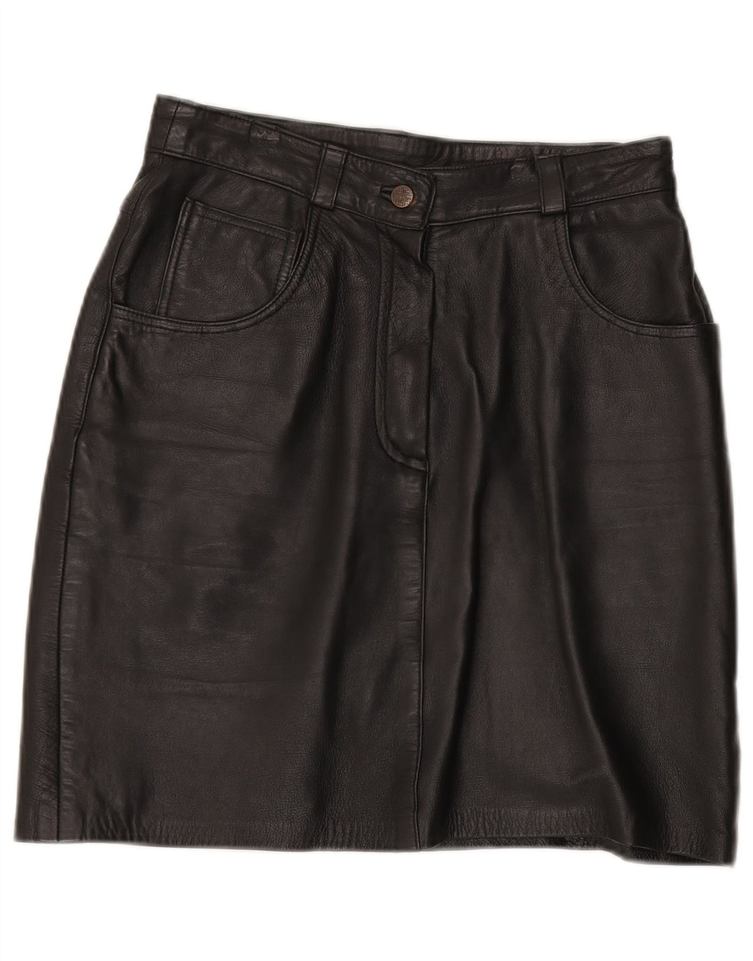 Falda de cuero vintage para mujer EU 40 Medio W30 Cuero Negro