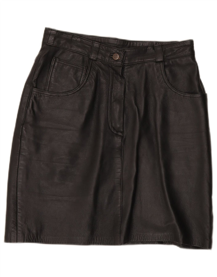 Falda de cuero vintage para mujer EU 40 Medio W30 Cuero Negro