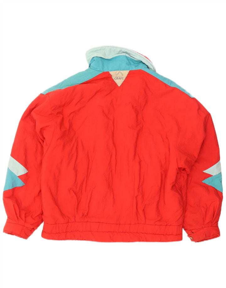 Vintage mujer chaqueta de esquí Reino Unido 20 2XL rojo colorblock
