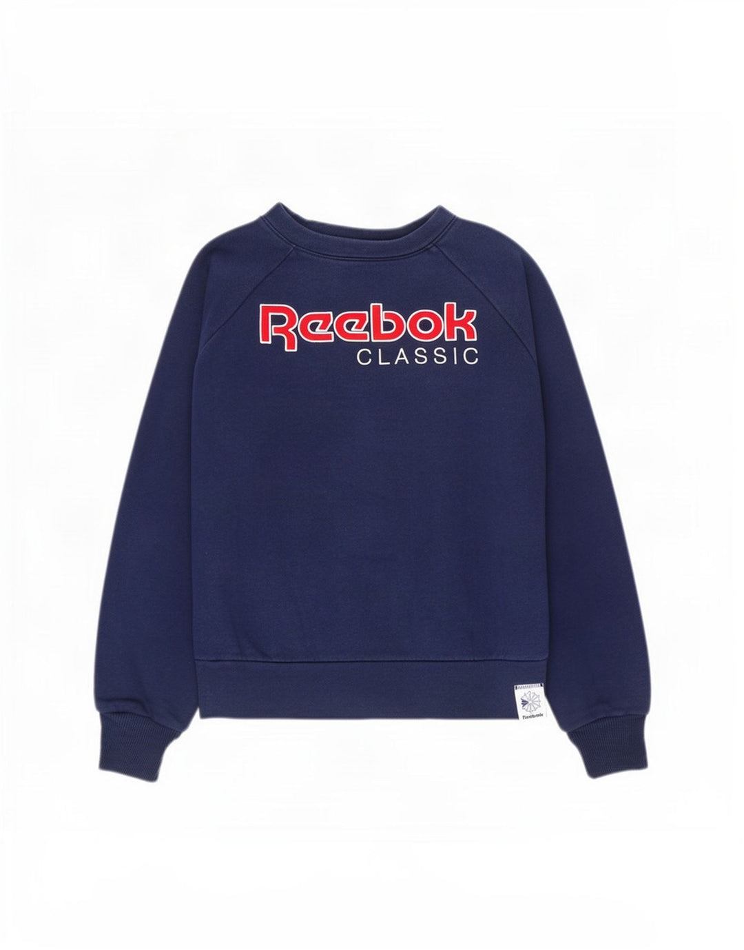 Reebok Sudadera de gran tamaño con gráfico para mujer, talla 44, talla M, azul marino