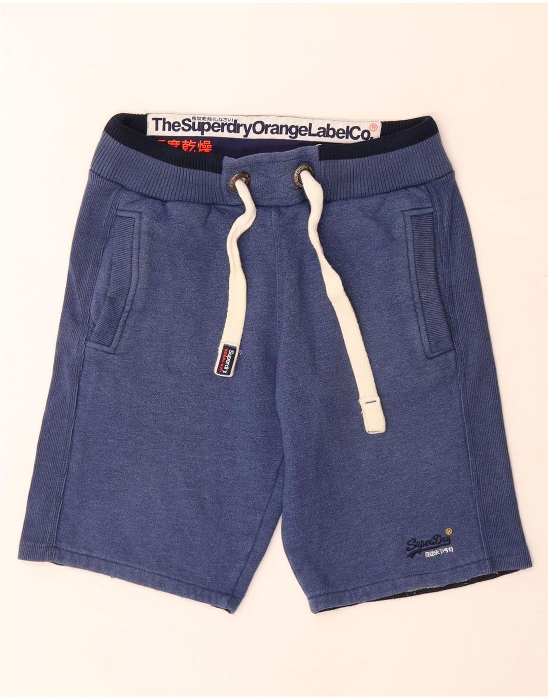 SUPERDRY Pantalones cortos deportivos para hombre pequeños de algodón azul marino