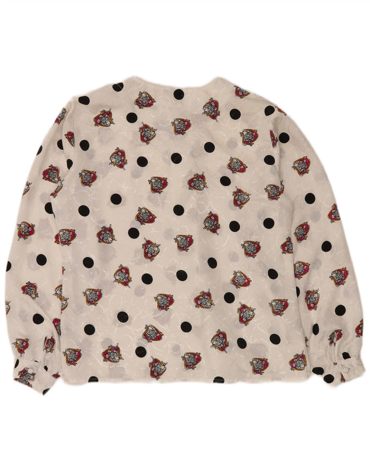 NOTACIONES Blusa camisera con estampado abstracto para mujer UK 46 Poliéster blanco grande
