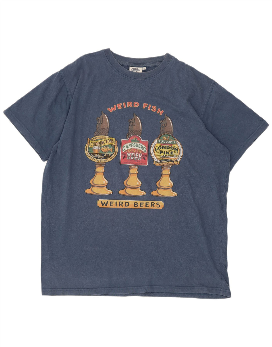 Weird Fish - Camiseta gráfica para hombre, talla grande, algodón azul