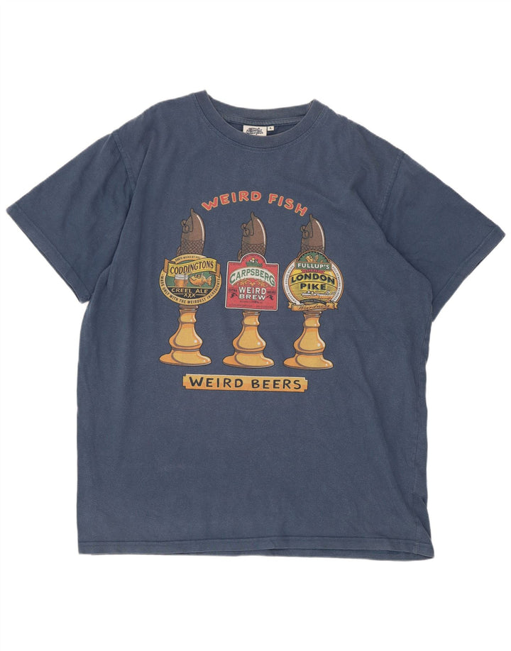 Weird Fish - Camiseta gráfica para hombre, talla grande, algodón azul