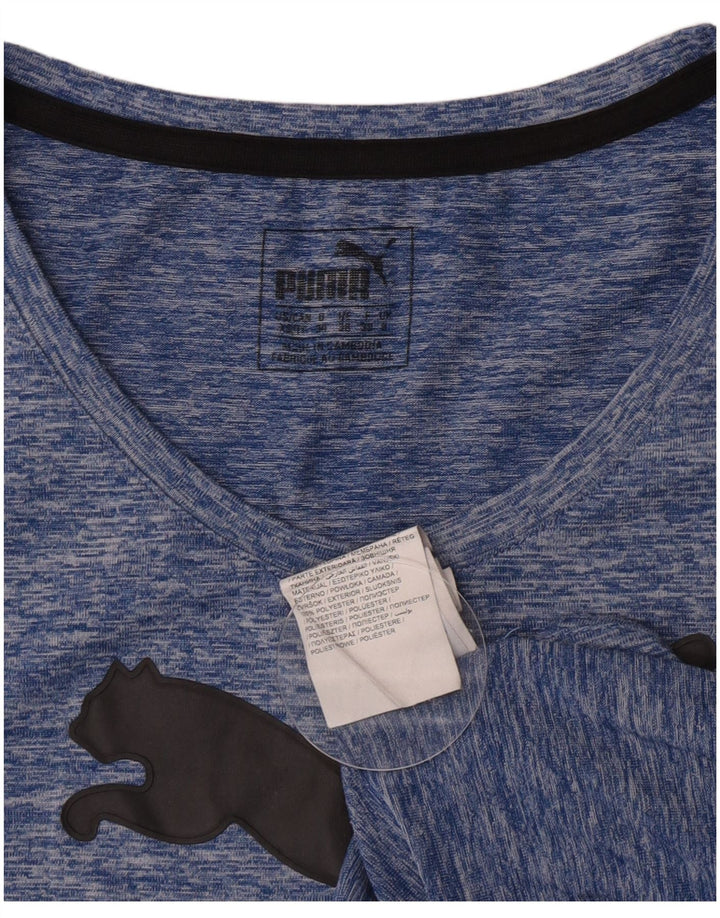 Puma Camiseta gráfica para mujer Top UK 8 Small Blue Moteado Poliéster