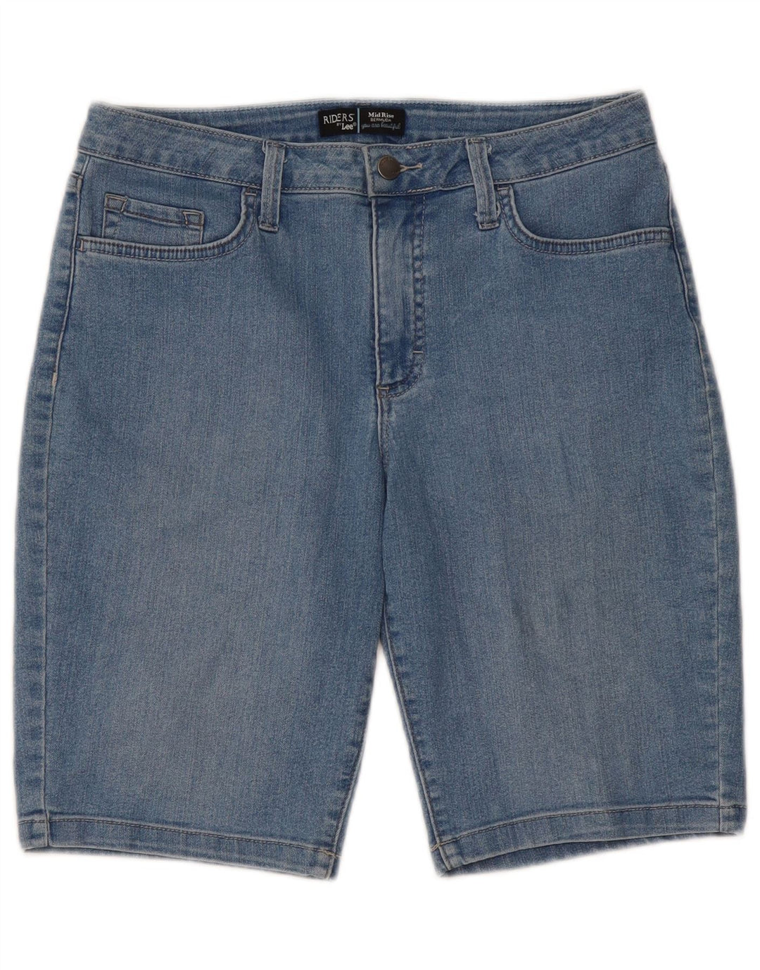 Lee mujeres Riders Mid Rise Bermuda pantalones cortos de mezclilla W30 azul medio