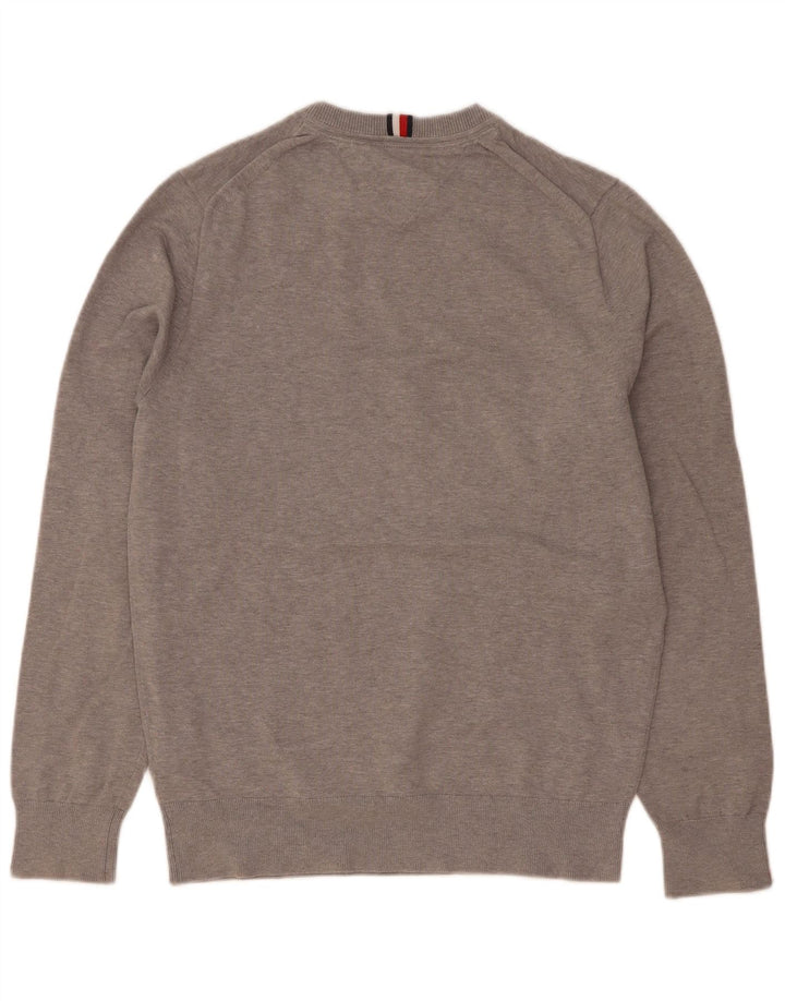 Tommy Hilfiger Jersey de cuello redondo para hombre pequeño de algodón gris