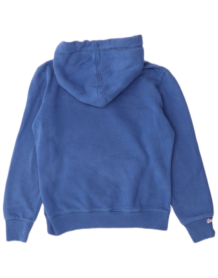 SUPERDRY Jersey con capucha extragrande y gráfico para mujer UK 10 Small Blue Cotton
