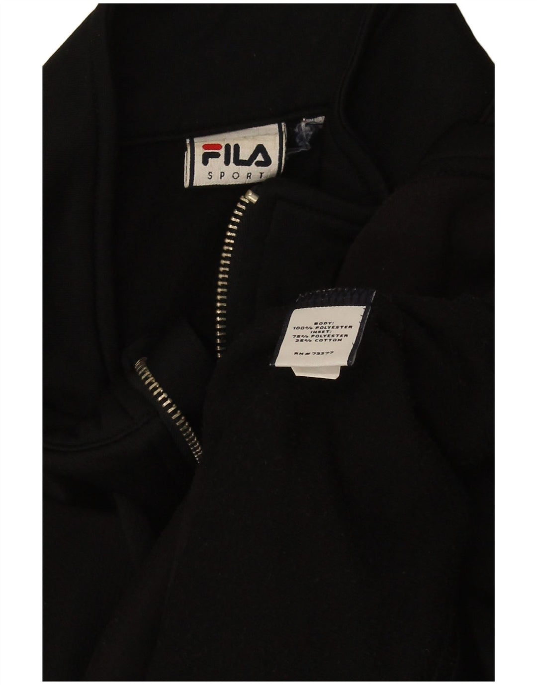 Fila Mujer Chándal Top Chaqueta UK 12 Mediano Negro Poliéster