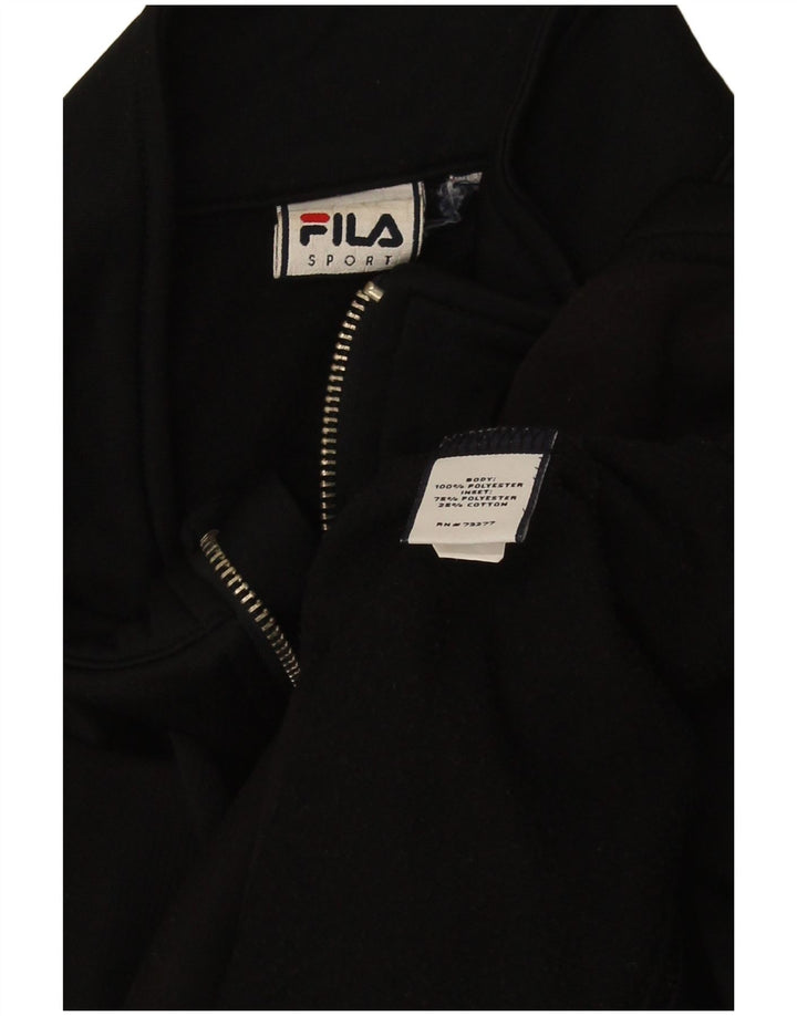 Fila Mujer Chándal Top Chaqueta UK 12 Mediano Negro Poliéster