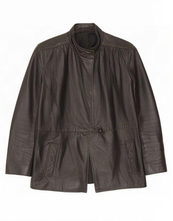 Chaqueta de cuero vintage para mujer manga 3/4 IT 42 Marrón medio
