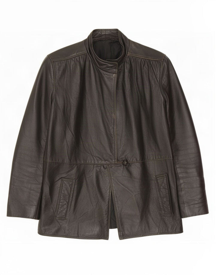 Chaqueta de cuero vintage para mujer manga 3/4 IT 42 Marrón medio