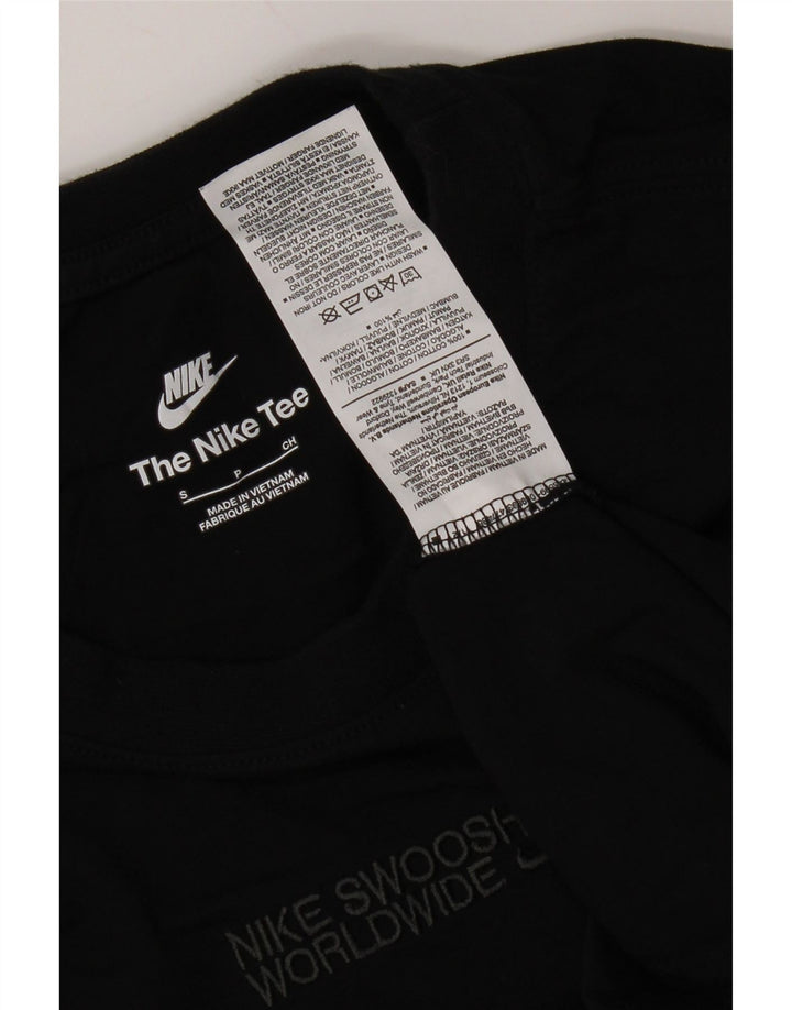 Nike Camiseta gráfica de manga larga para hombre, talla pequeña, algodón negro