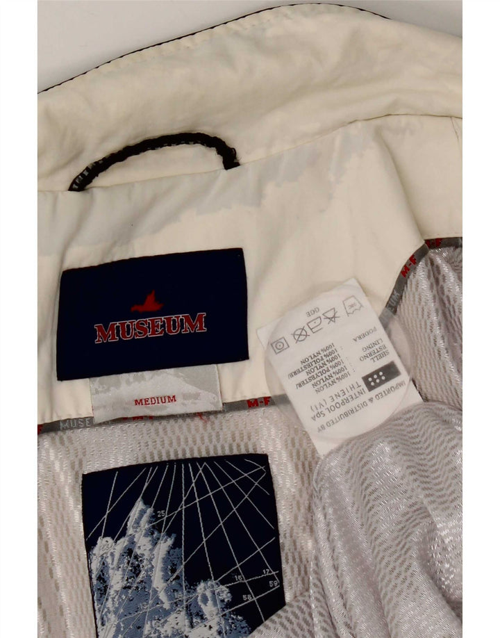 Museum Chaqueta utilitaria gráfica para hombre UK 38 Medium White Colourblock Nylon