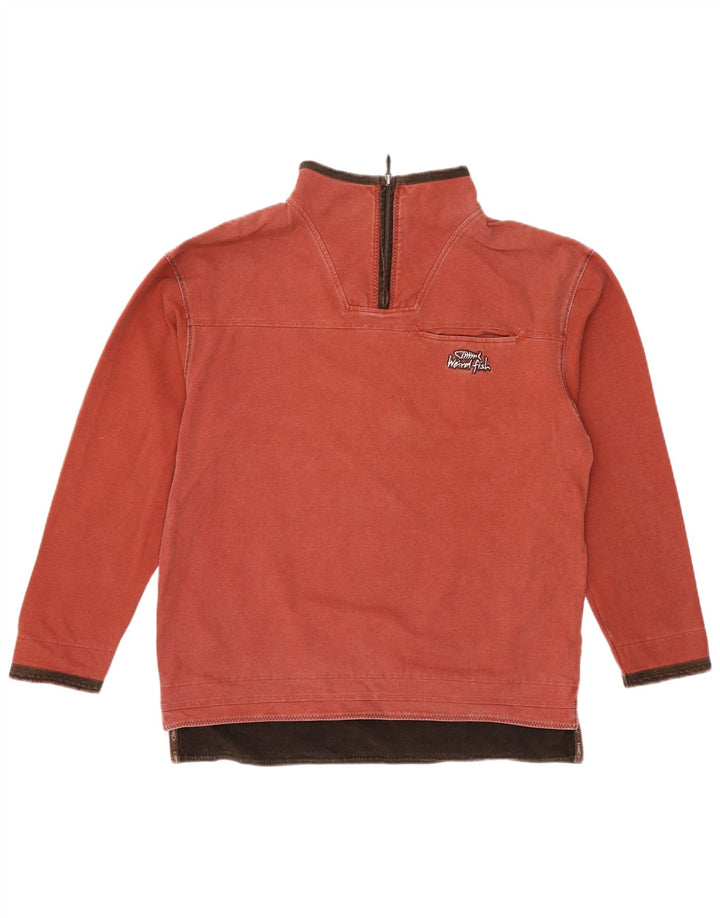 Weird Fish - Sudadera con cuello y cremallera para hombre, color rojo medio, algodón
