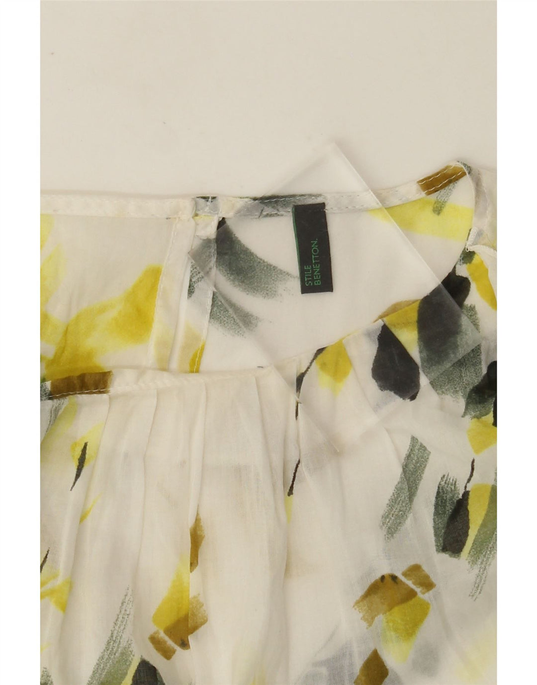 BENETTON Blusa para Mujer Top UK 40 Mediano Blanco Floral