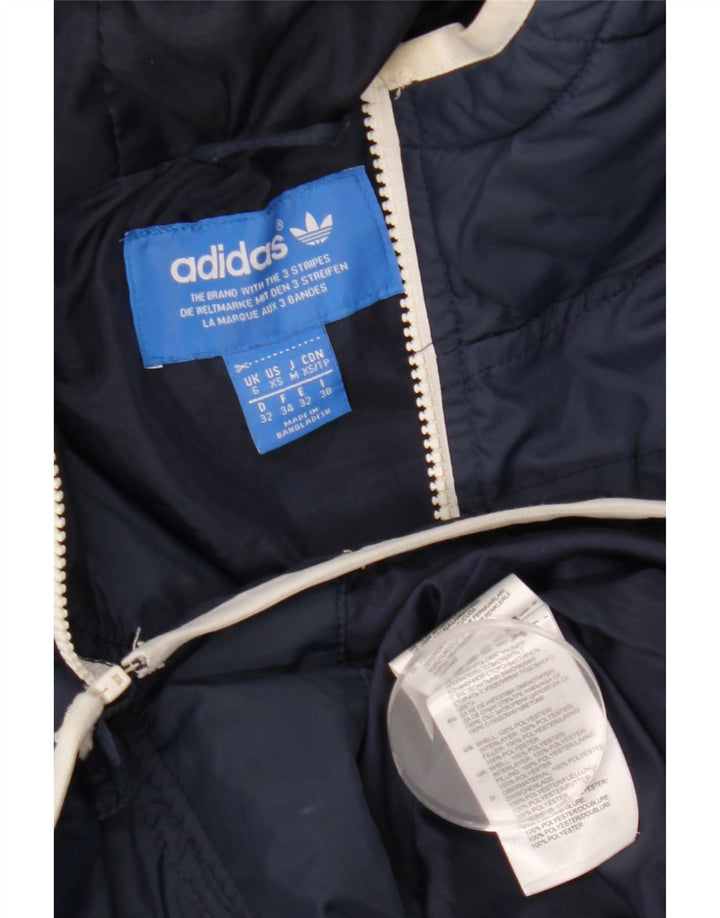 Adidas Chaqueta acolchada con capucha para mujer UK 6 XS Azul marino Poliéster