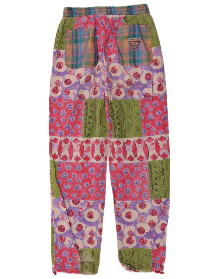 Think Pink Pantalones holgados para mujer UK 46 Large Multicolor Patchwork