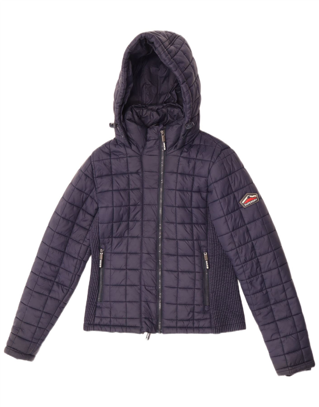 Superdry Chaqueta Acolchada Con Capucha Para Mujer UK 42 Medium Azul Marino Nylon