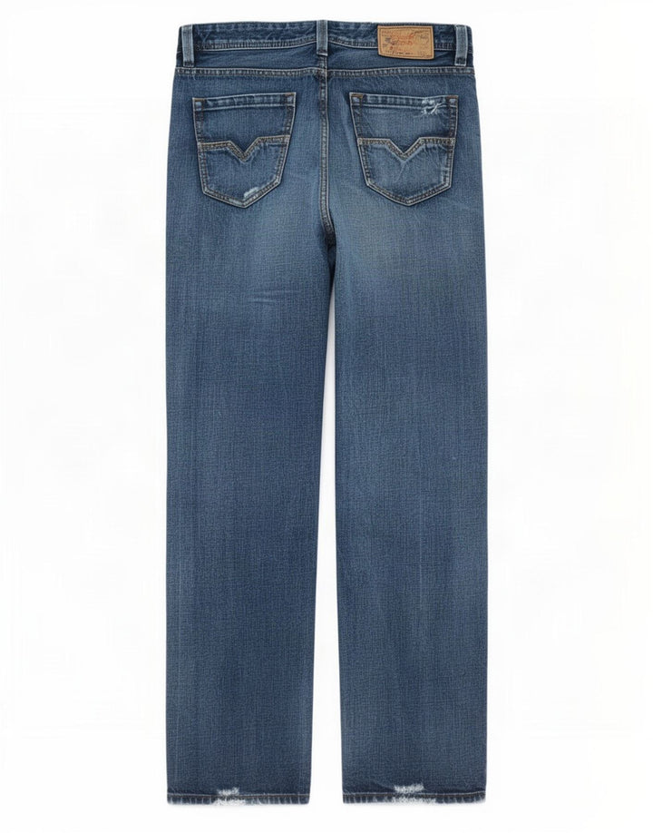 Diesel Vaqueros rectos desgastados para hombre W33 L34 Algodón azul