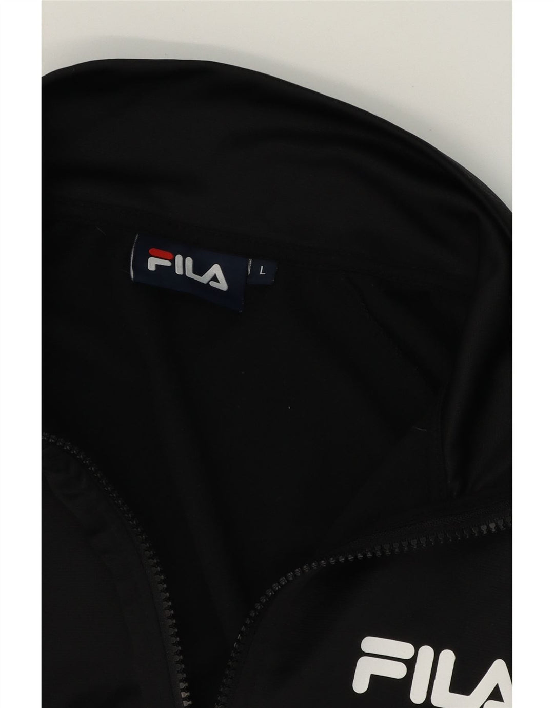 FILA Womens Graphic Tracksuit Top Jacket UK 16 Large Black Polyester Vintage Fila and Second-Hand Fila from Messina Hembry 
