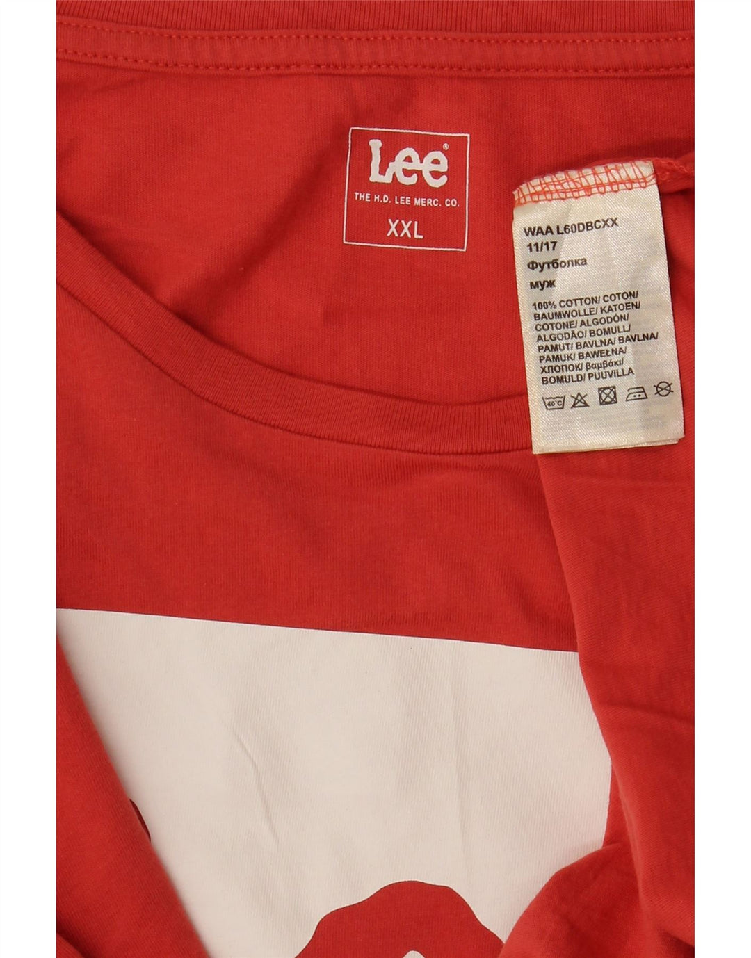 LEE Camiseta gráfica para hombre Top 2XL Algodón rojo