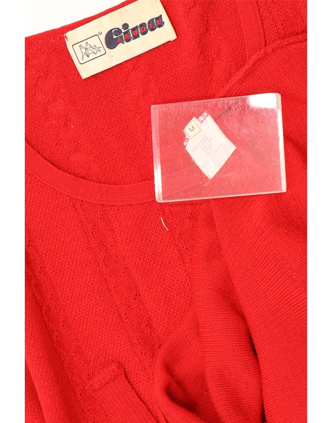 Lebole Jersey de manga corta con cuello redondo para mujer UK 40 Lana roja mediana