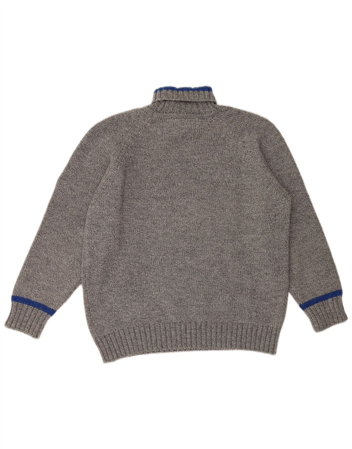 Murphy & Nye Suéter tipo jersey con cuello vuelto para hombre, lana gris grande