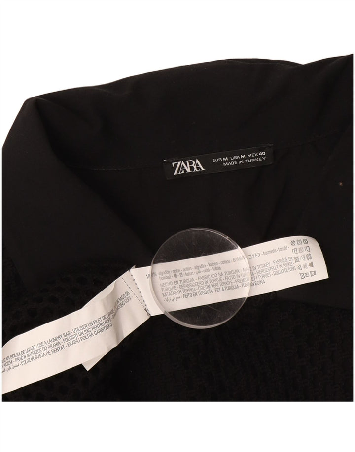Zara Hombre Camisa Manga Corta Mediana Negro Algodón