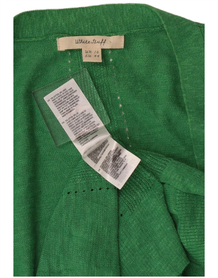Cárdigan largo y abierto para mujer de White Stuff, talla grande, algodón verde, talla 40