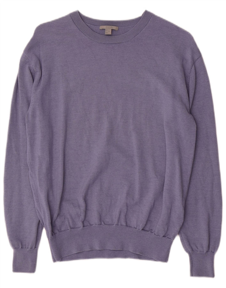Cos - Jersey extragrande con cuello barco para mujer, talla 10, lana azul pequeña