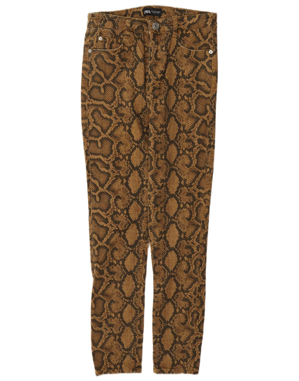Zara Mujer Pantalones Casuales Pitillo EU 40 Medium W30 L27 Marrón Estampado Animal