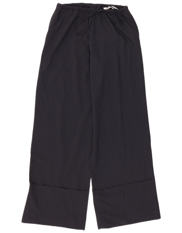 Zara Mujer Pantalones Anchos Pequeños W26 L30 Gris Pinstripe