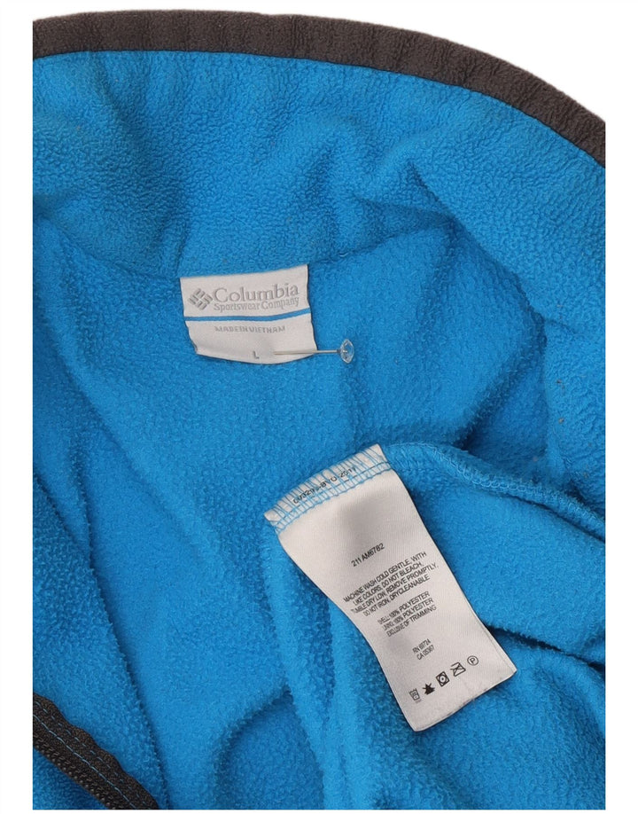 Columbia Jersey de forro polar con cremallera y cuello para hombre, poliéster azul grande