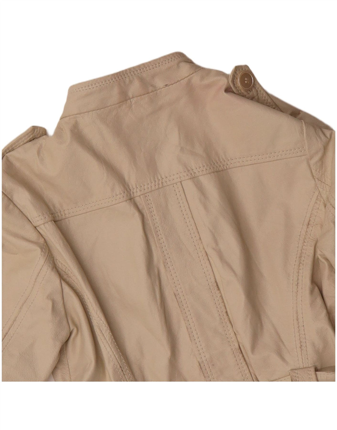 Chaqueta de cuero militar vintage para mujer IT 44 Cuero beige medio