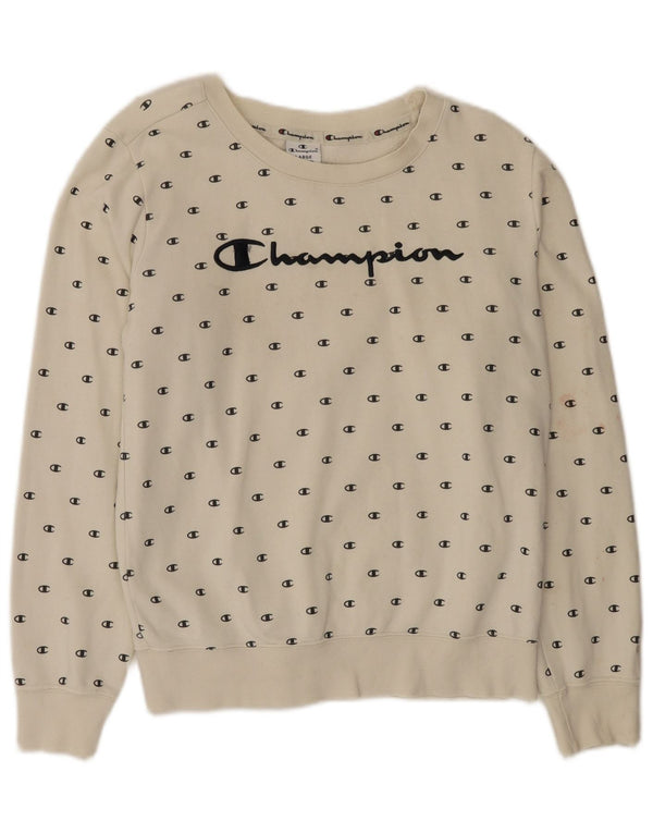Champion Sudadera Gráfica para Mujer Jumper UK 40 Grande Algodón Blanco Roto