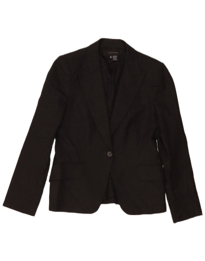 Zara Mujer Chaqueta Blazer De 1 Botón EU 40 Mediano Negro Poliéster