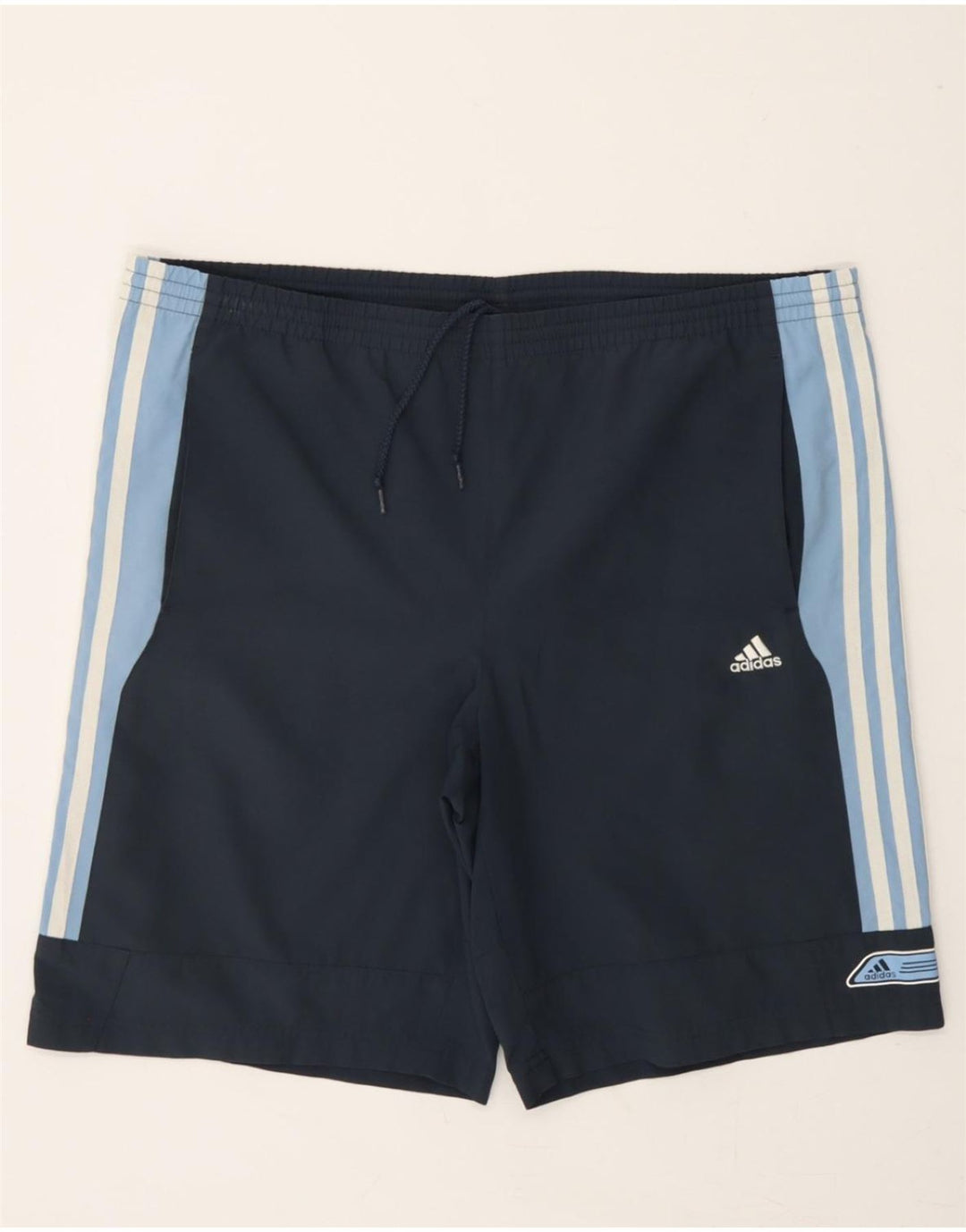 ADIDAS Boys Sport Shorts 15-16 Years  Blue Colourblock Polyester Vintage Adidas and Second-Hand Adidas from Messina Hembry 