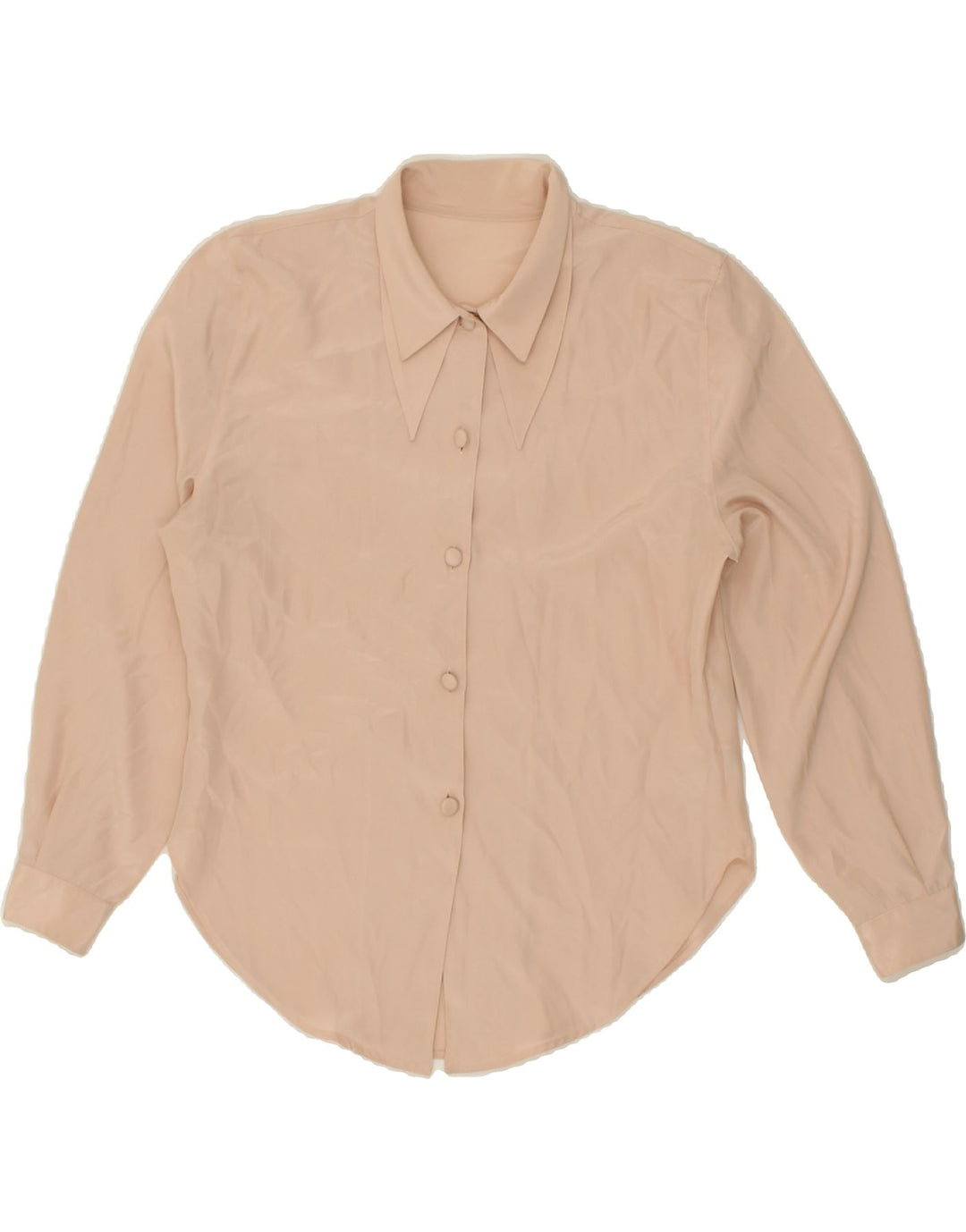 VINTAGE Blusa camisa mujer Reino Unido 10 Pequeño Beige