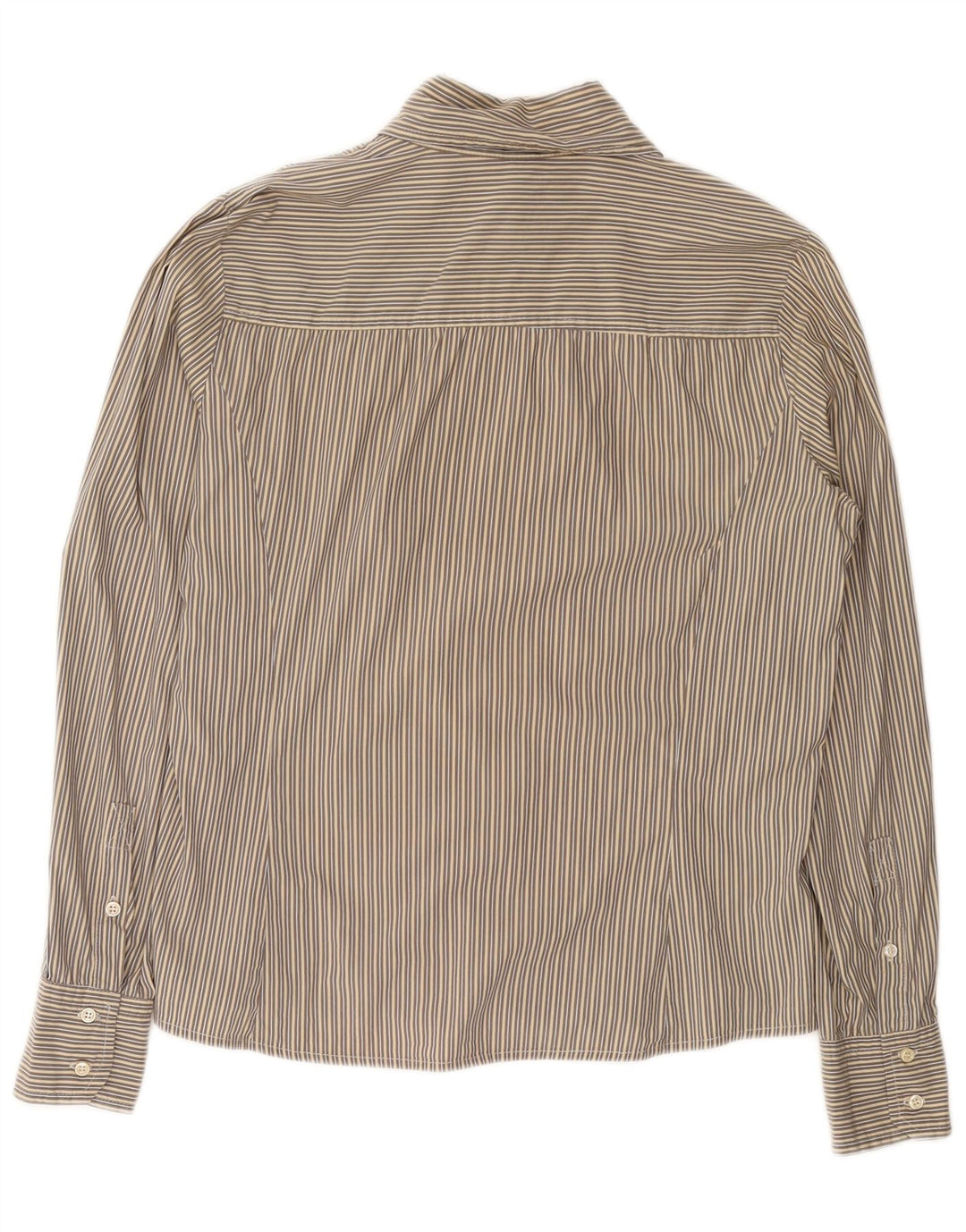MAX MARA Camisa de fin de semana con volantes en la parte delantera para mujer UK 46 Large Beige Pinstripe