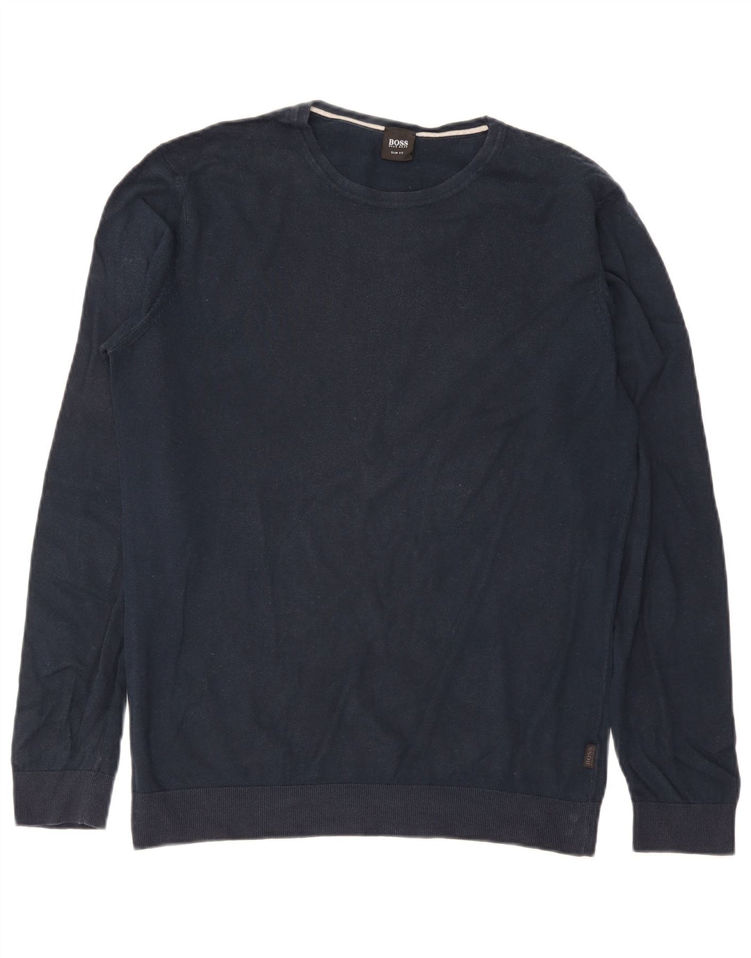 Hugo Boss Jersey con cuello redondo para hombre, talla grande, azul marino