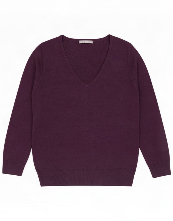 Marks & Spencer suéter con cuello en V para mujer UK 46 Large Purple
