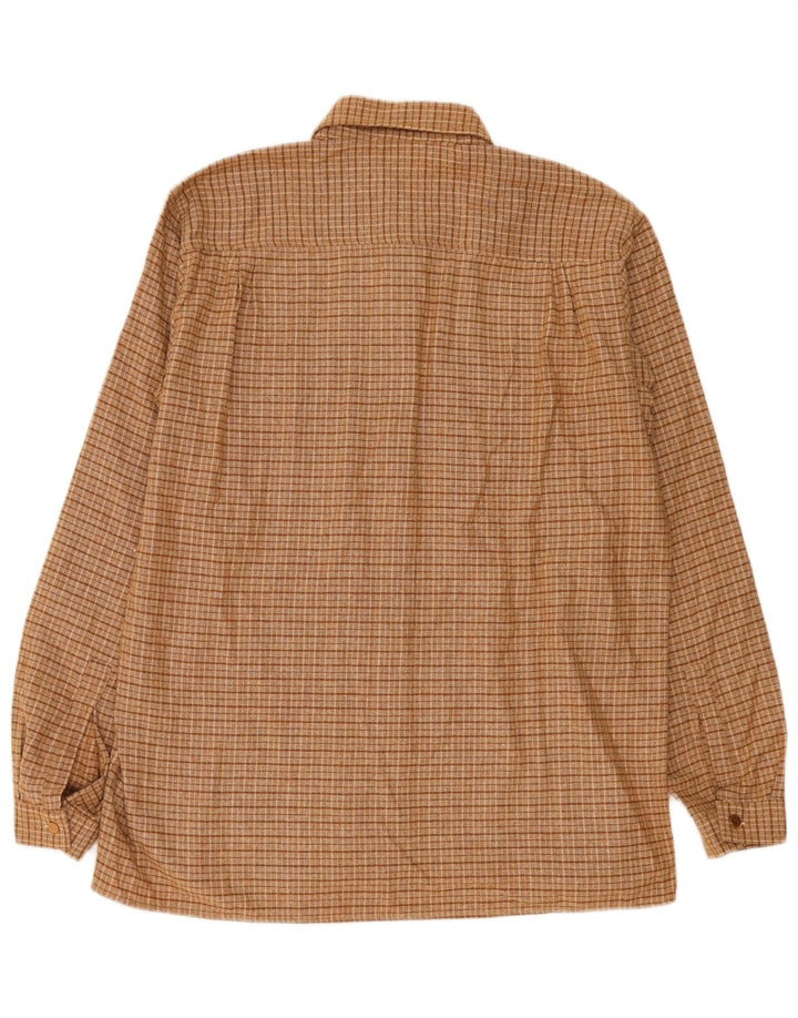 Camisa de franela vintage para hombre IT 50 15/16 Poliéster a cuadros marrón medio