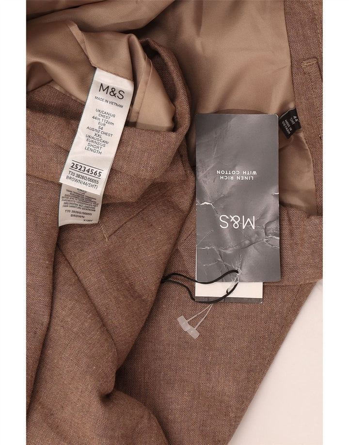 Marks & Spencer Chaqueta tipo blazer de 2 botones para hombre UK 44 XL Lino marrón