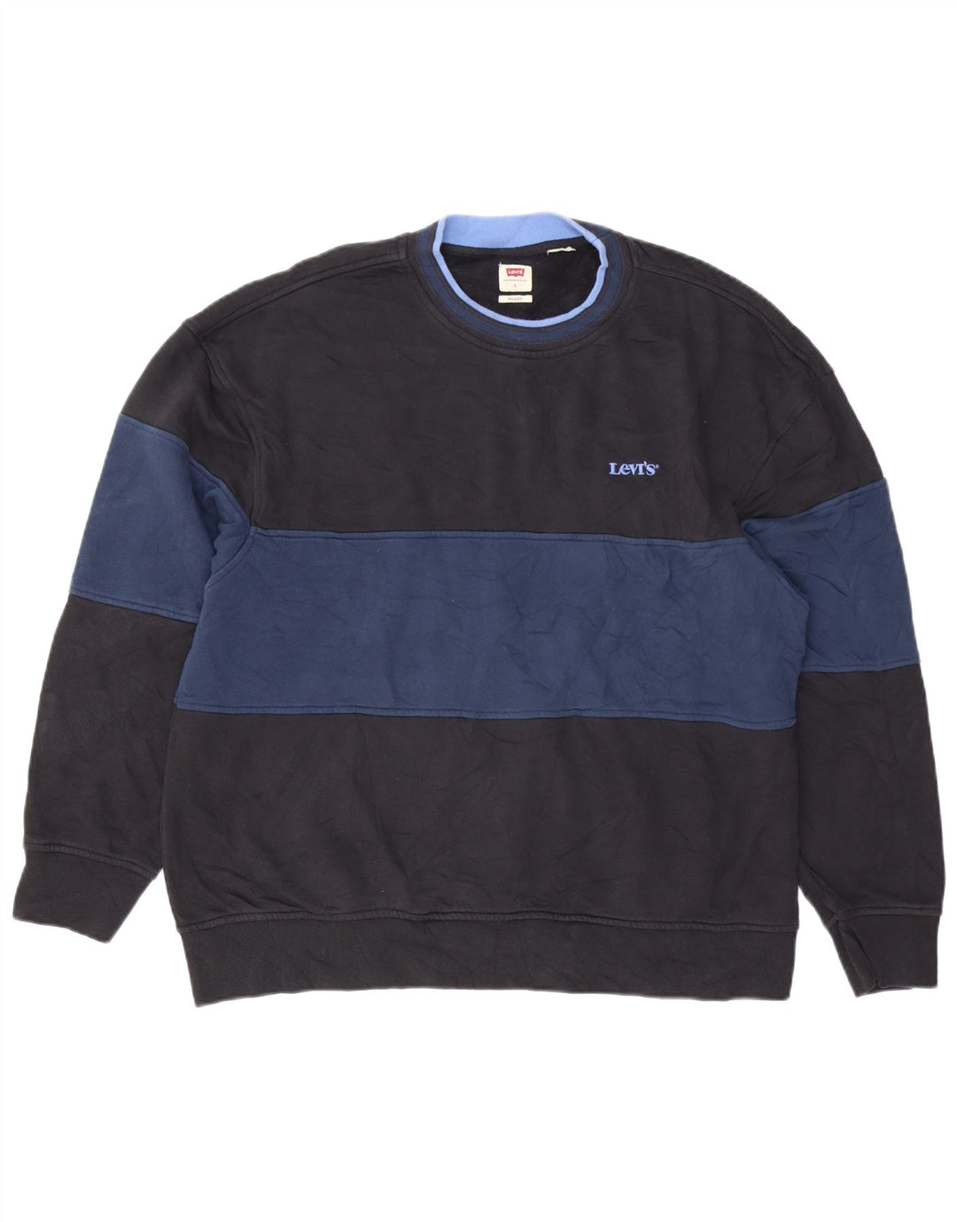 Levi's Hombre Sudadera Relaxed Fit Jumper Large Azul Marino Colorblock