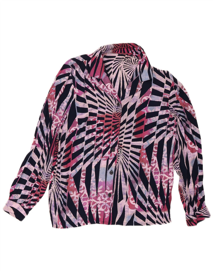 Camisa vintage para mujer Reino Unido 14 Viscosa geométrica multicolor mediana